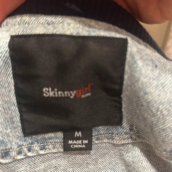 Skinny Girl Denim Bomber Jacket with Zip - Picture 4 of 4
